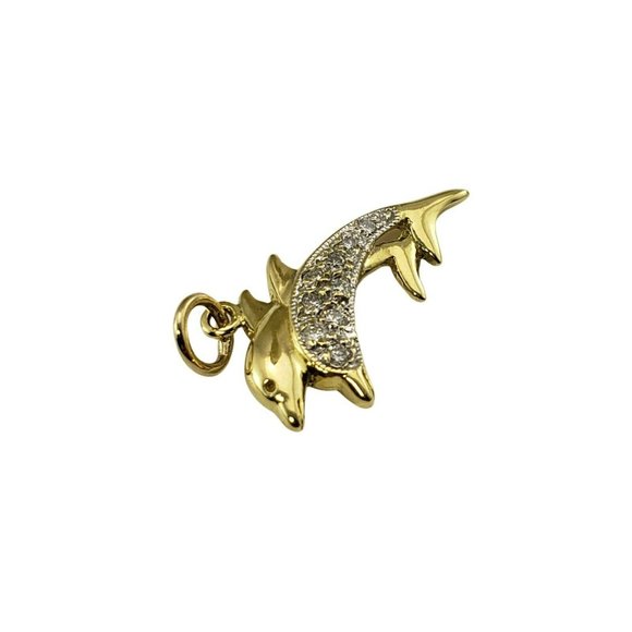 Vintage 18 Karat Yellow Gold and Diamond Dolphin Charm #11070 - Picture 2 of 8